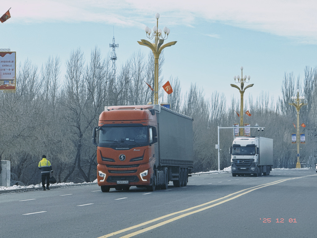 挂外国车牌的大卡车