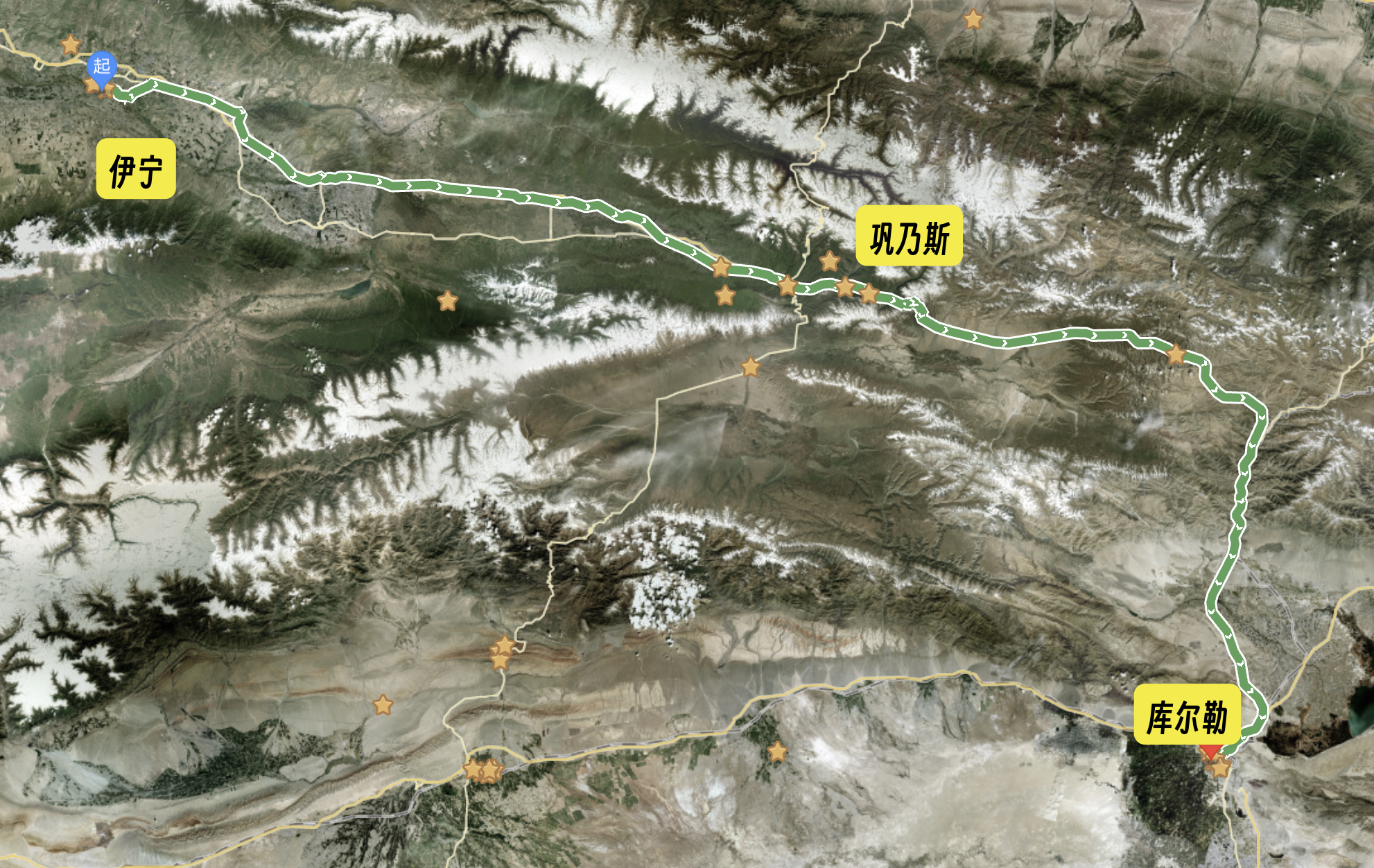 伊宁→巩乃斯→库尔勒