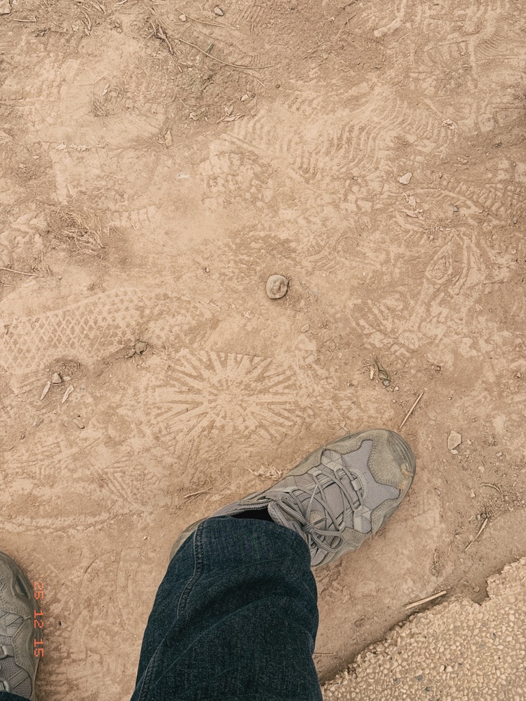 两次看到这种巨大的花纹，我确实在鞋摊儿上见过这种花纹，可是这得是多大的脚才踩得出来？