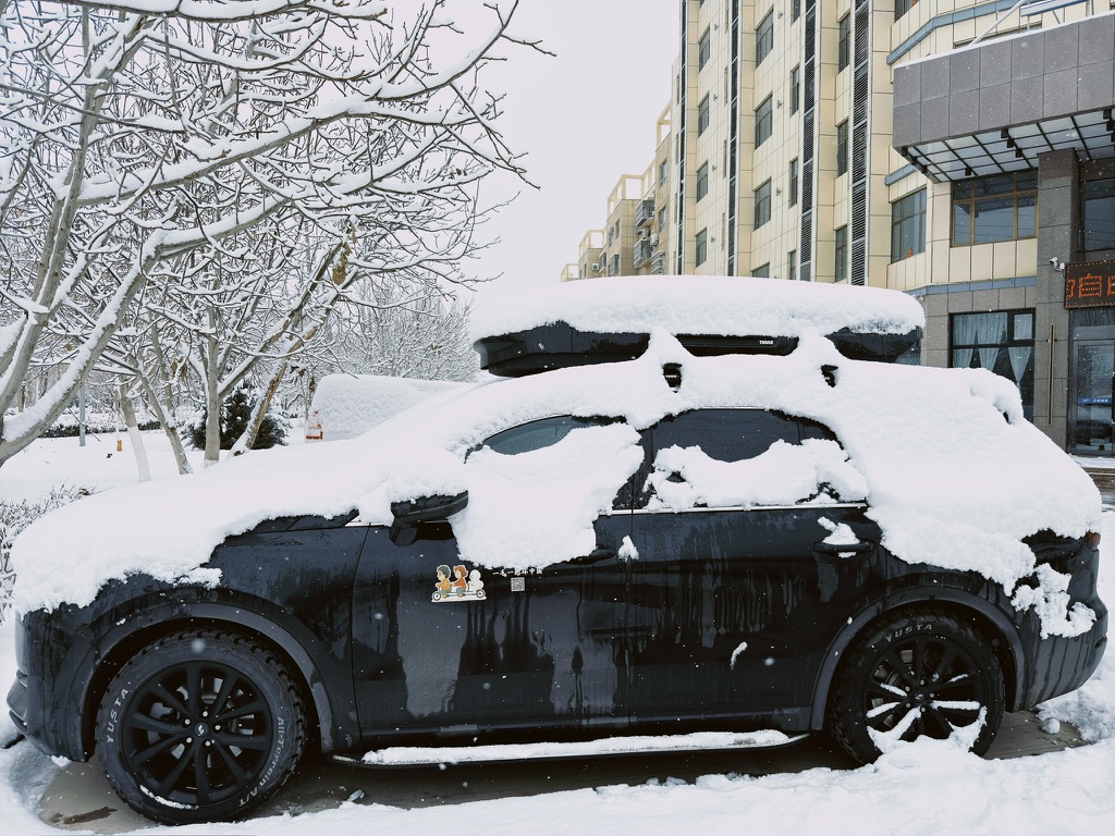 我们也下来给车除雪
