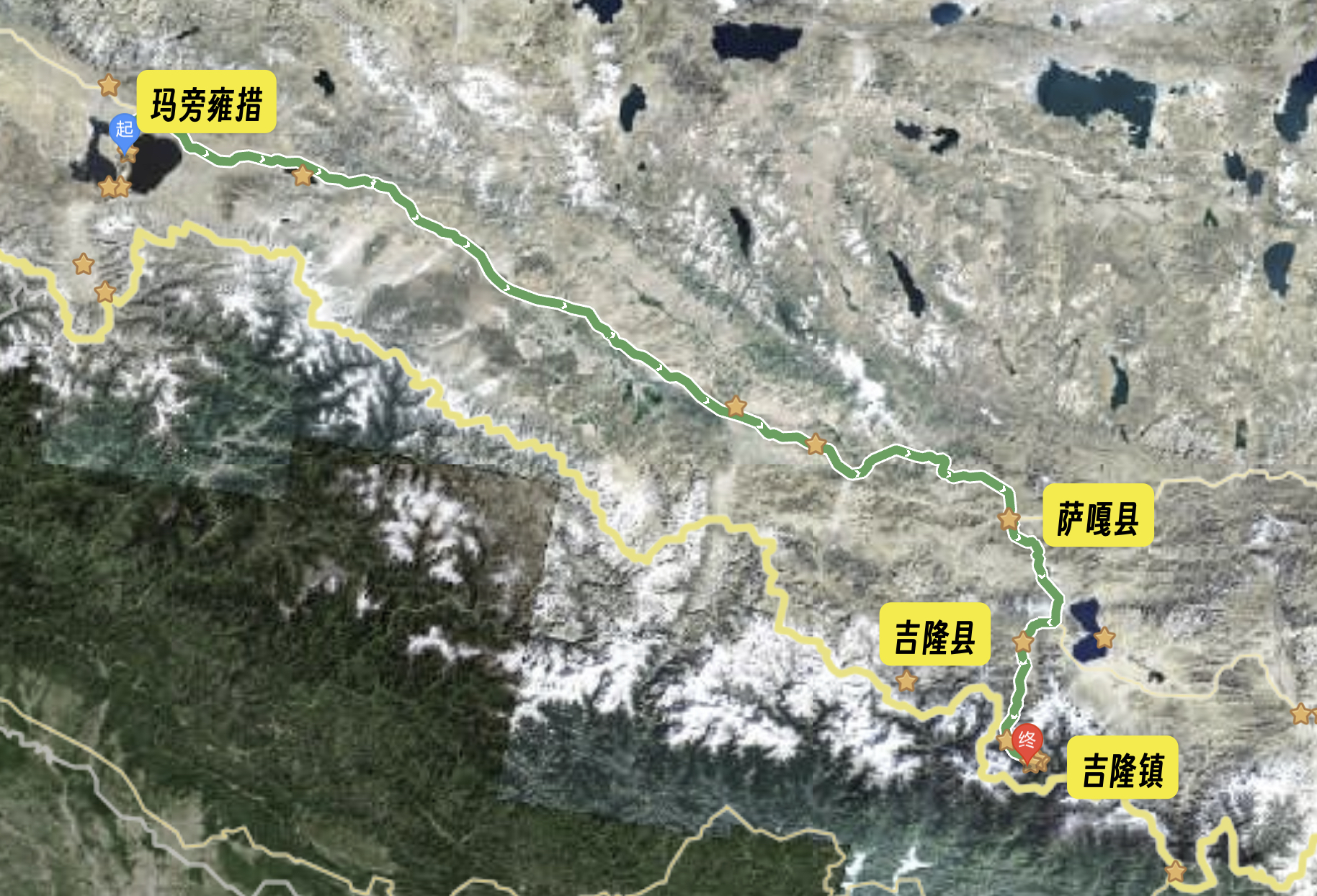 玛旁雍措→萨嘎→吉隆