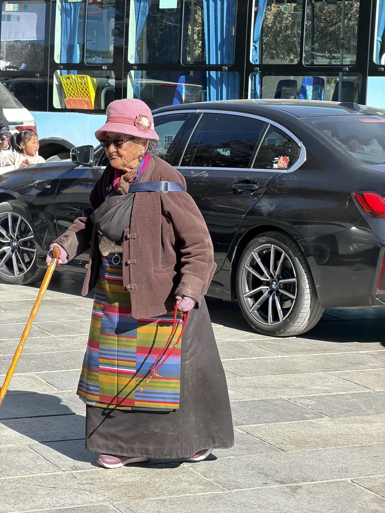 恙拍的寺门口很有范儿的西藏老太