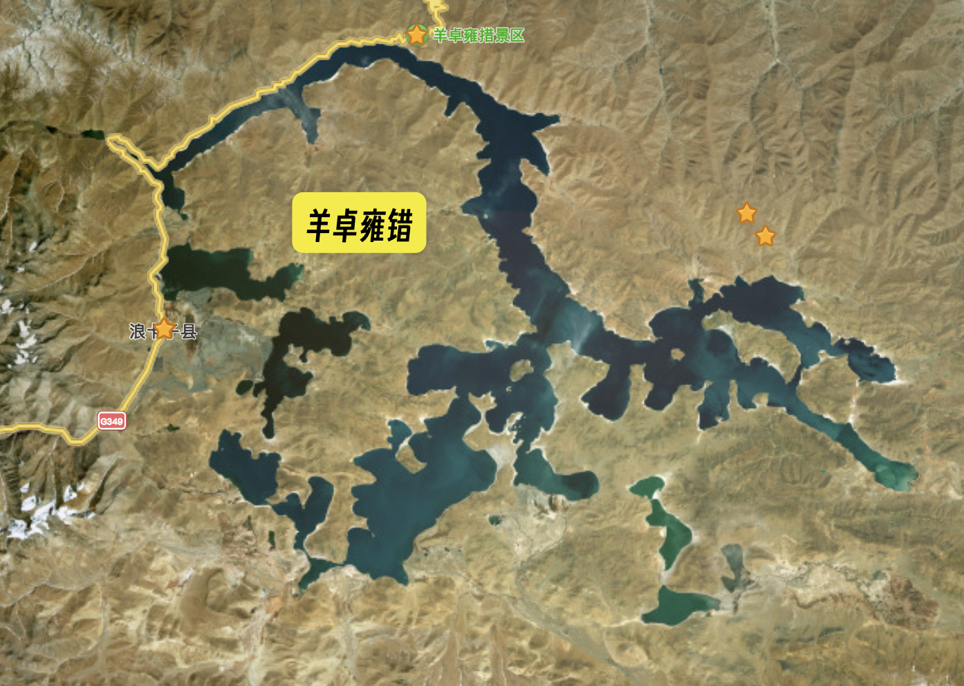 羊卓雍错卫星图