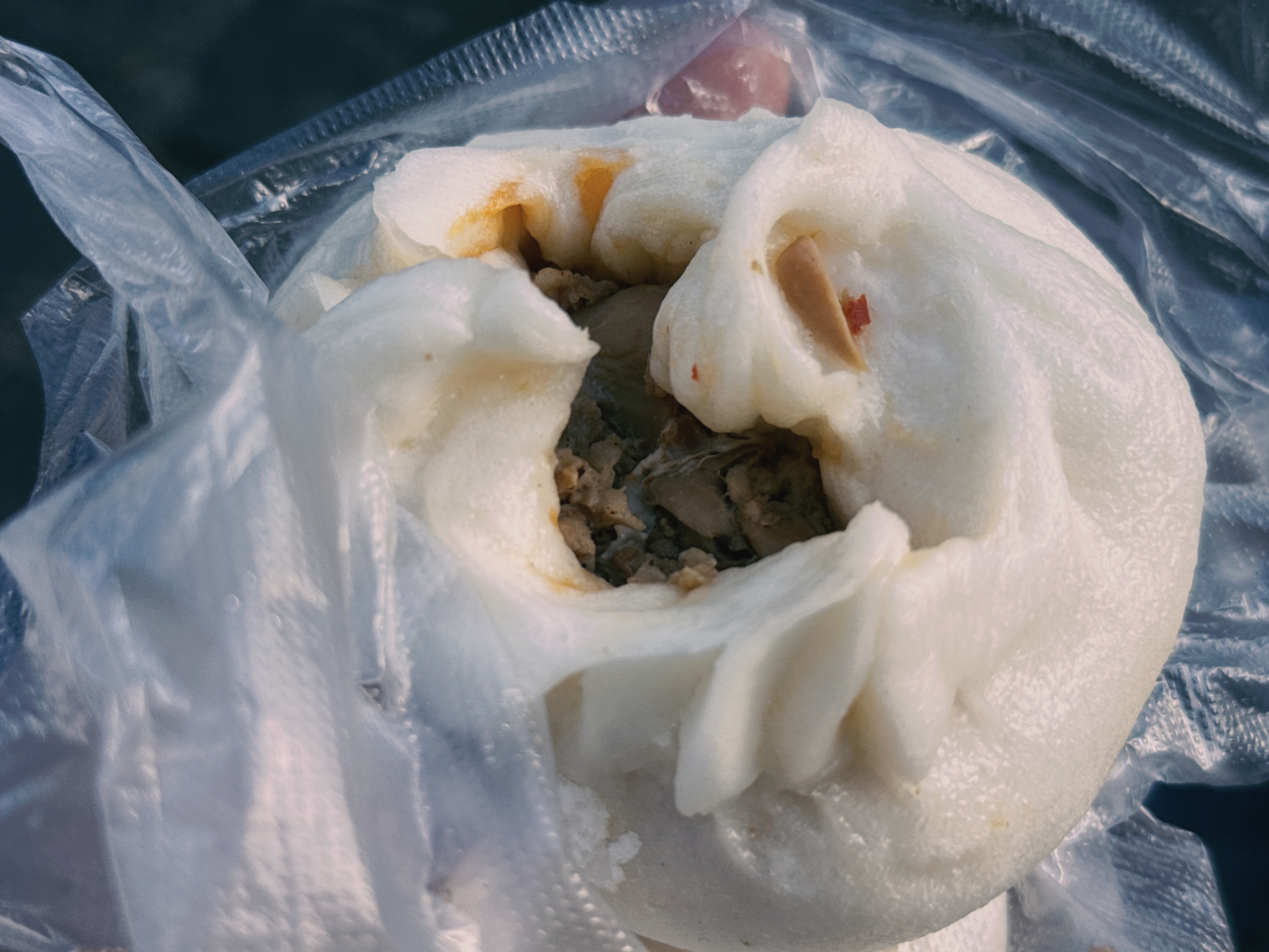 先买它两个菌菇包子吃