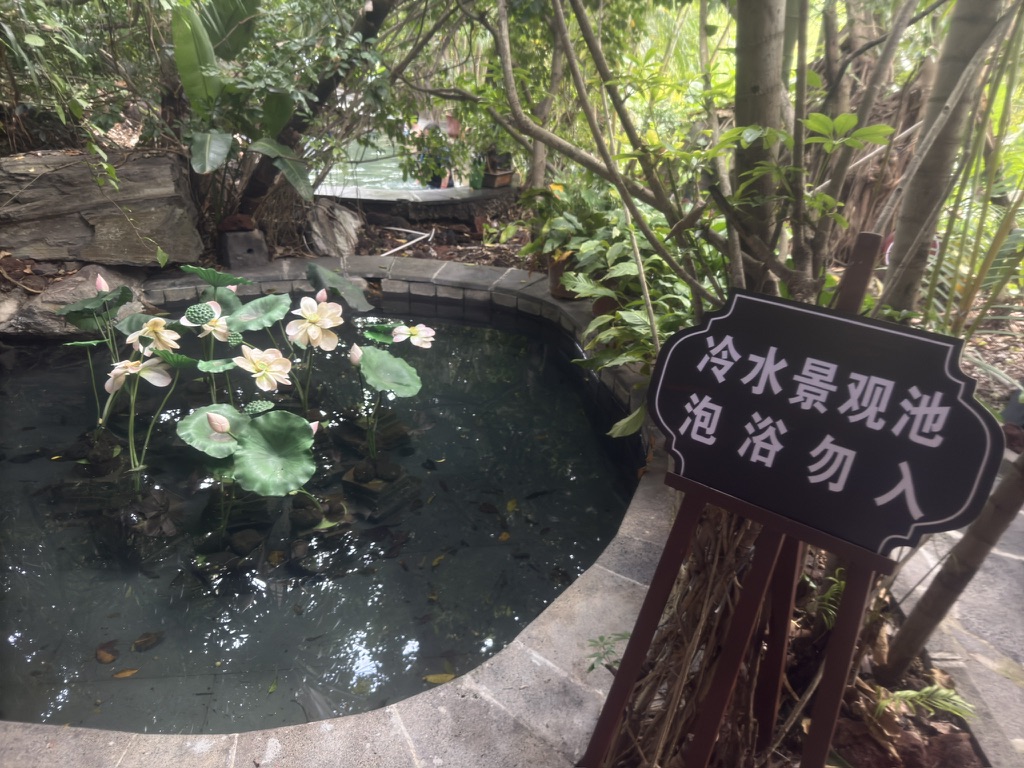 这个冷水景观池估计没少人踏进去过