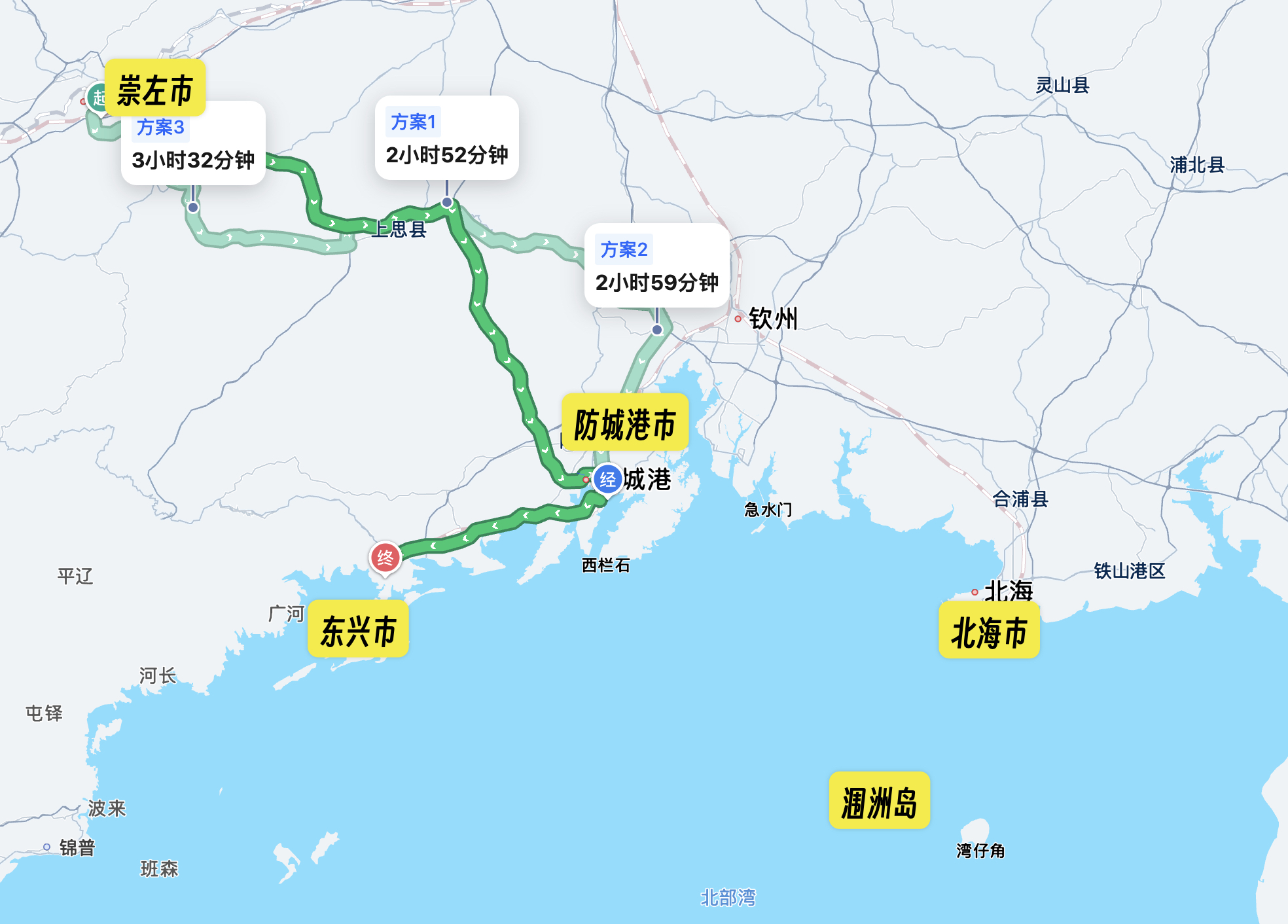 崇左→防城港→东兴