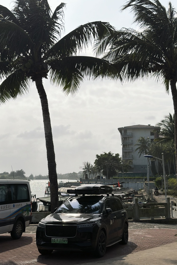 停车在万泉河入海口的理想 ONE