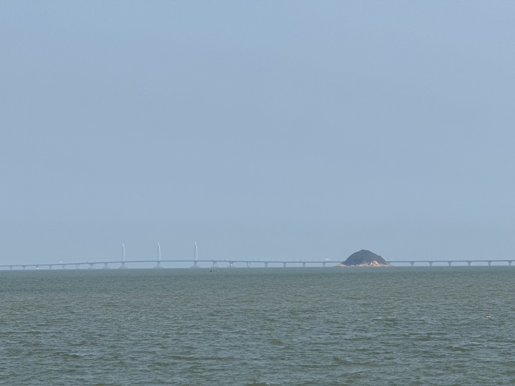 在情侣路远眺港珠澳大桥